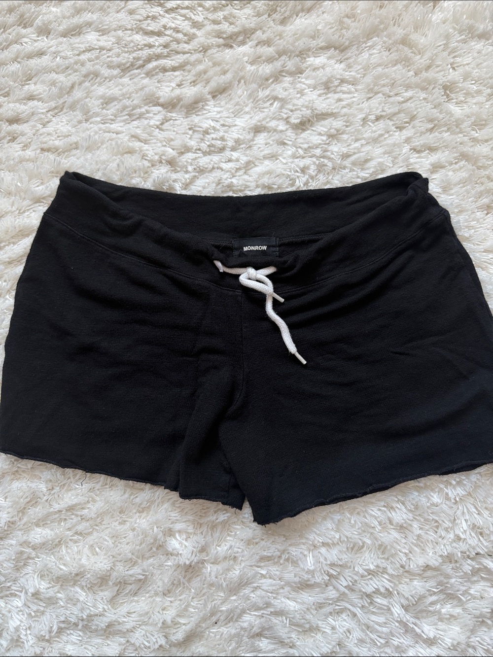 Monrow Black Lounge Shorts with White Drawstring
